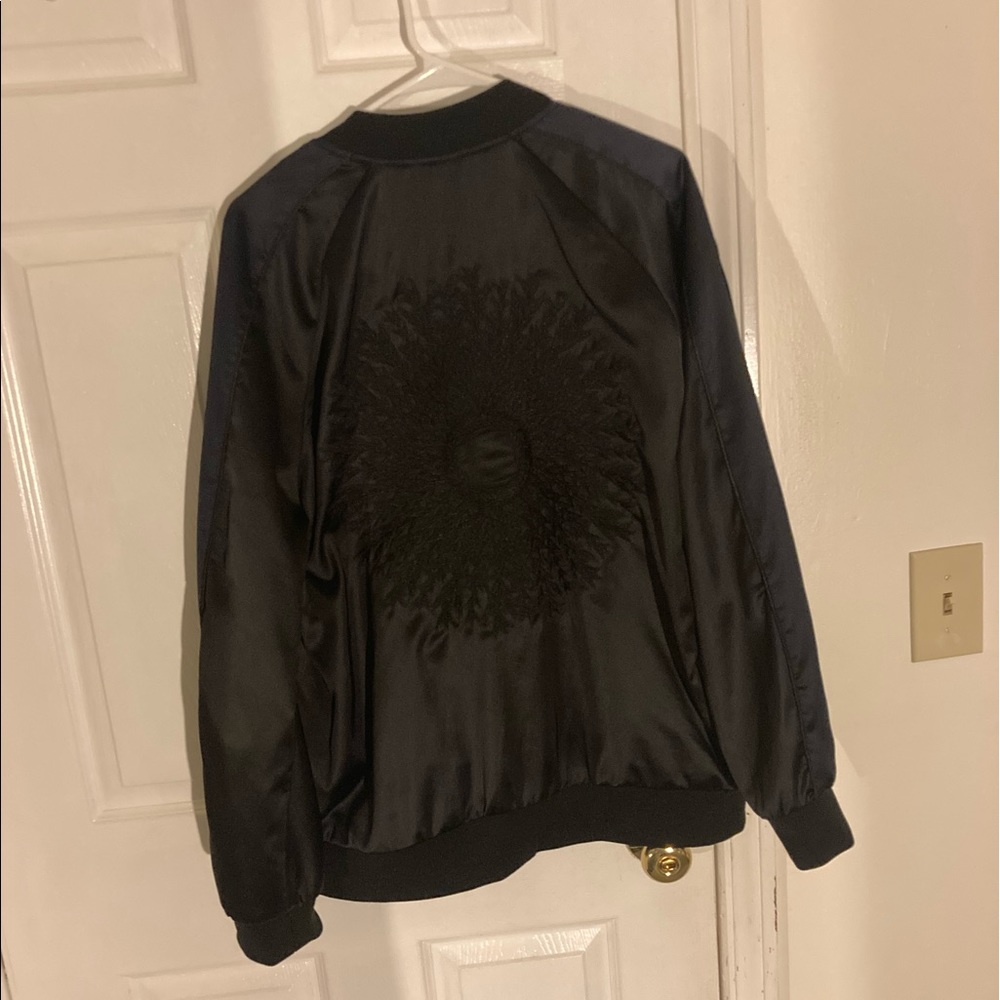 Mandala Embroidered Black Bomber Jacket (M)